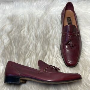 French‎ Shriner Bordeaux Leather Tassel Loafers Sz 10.5
